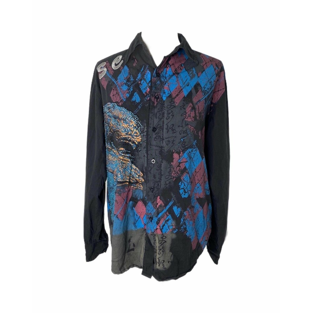 Sacred Cult Men’s Shirt Black Long Sleeve Casual Button-Down Fashion Size Medium